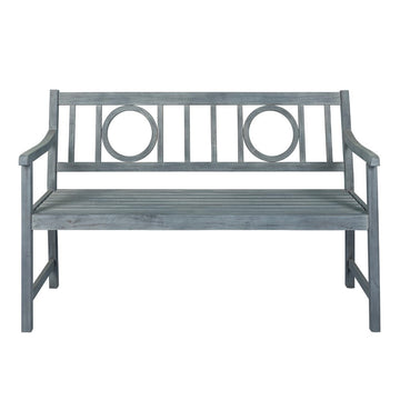 Apollo Circle-Back 600-Lbs Support Acacia Wood Outdoor Garden Patio Bench - JONATHAN Y